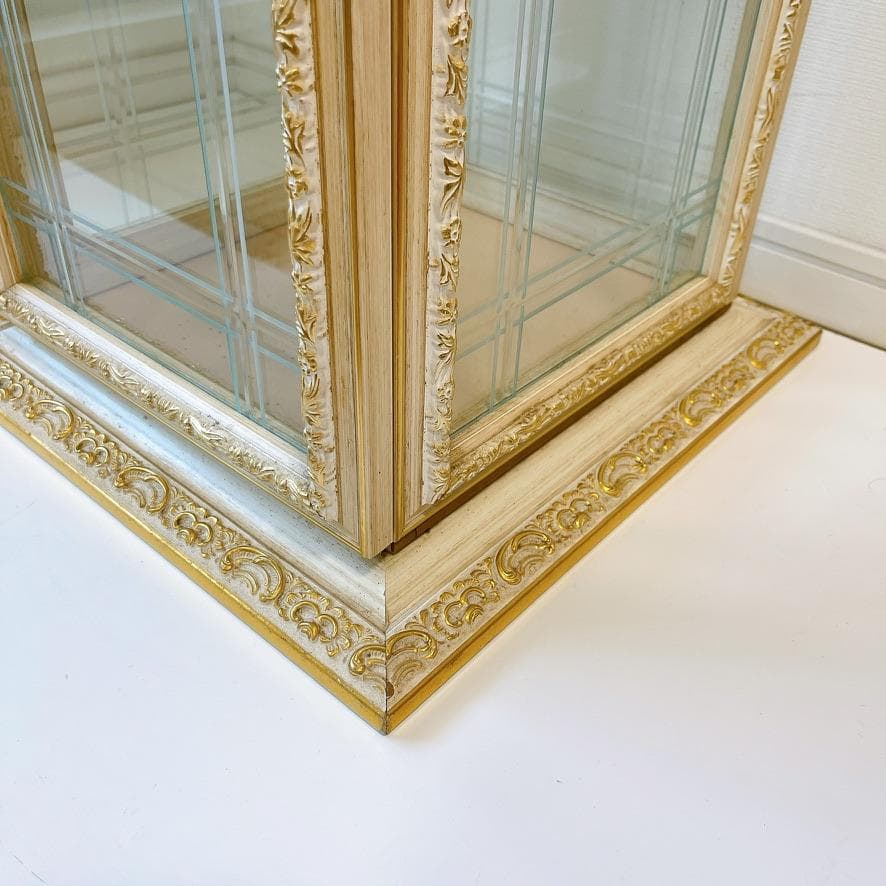 【イタリア製】金彩装飾 キュリオケース ガラスキャビネット アンティーク調