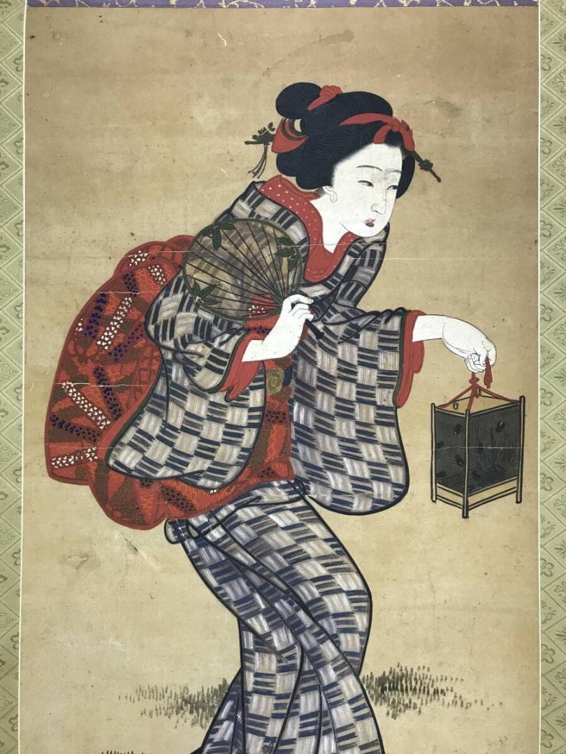 作者不詳/美人画/浮世絵/風俗画/掛軸☆宝船☆AH-672