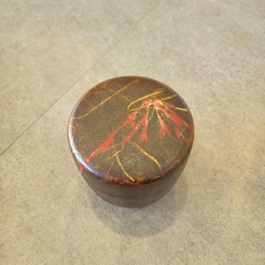 棗 1月 赤富士山 雲竜和紙張 大棗 剛山 書付 茶道具 正月 初釜