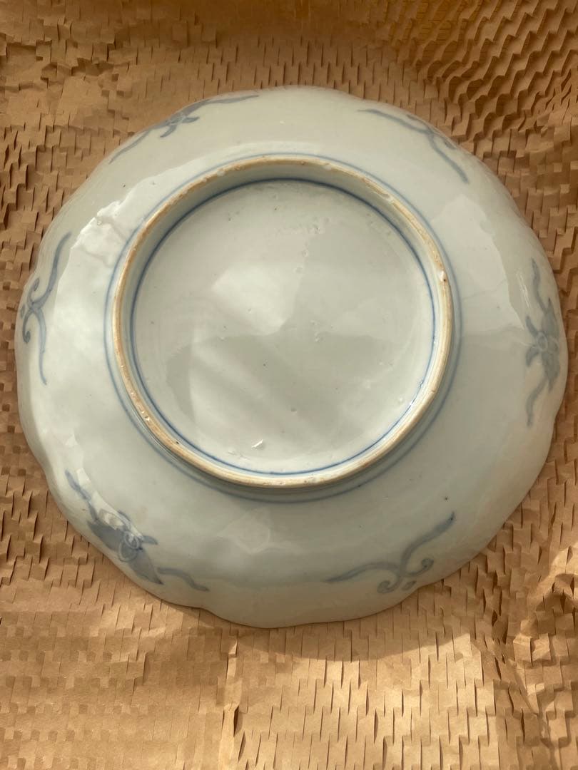 骨董 淡色鶴に竹梅図 ７寸皿 雛祭りにも