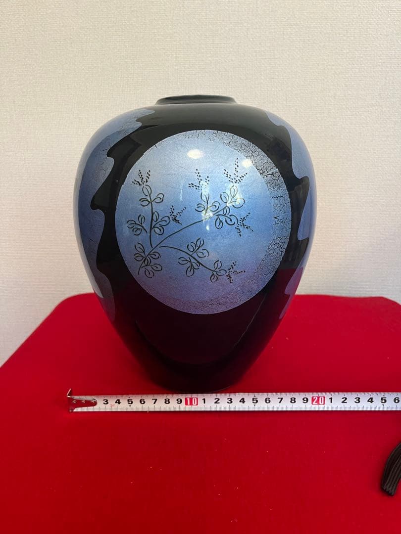 人間国宝 中田一於 釉裏銀彩 花瓶 N46 日本工芸会正会員 九谷焼