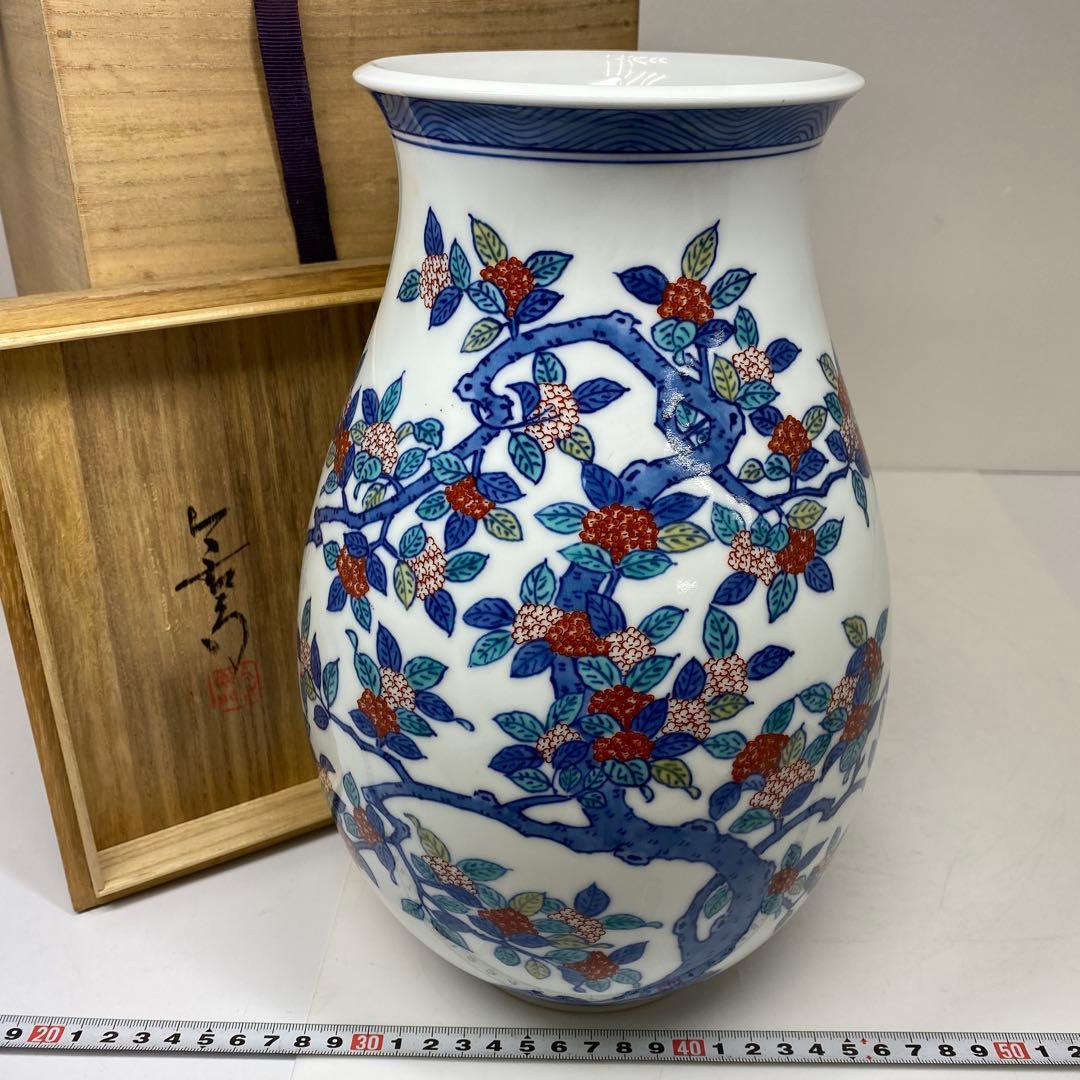 今泉今右衛門　花入　共箱　高さ約28.1㎝ タニト　東さ7-0310③