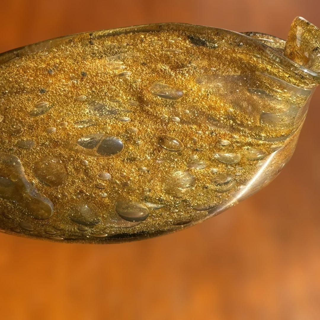 稲嶺盛吉.深皿.茶泡ガラス.未使用品.刻印なし