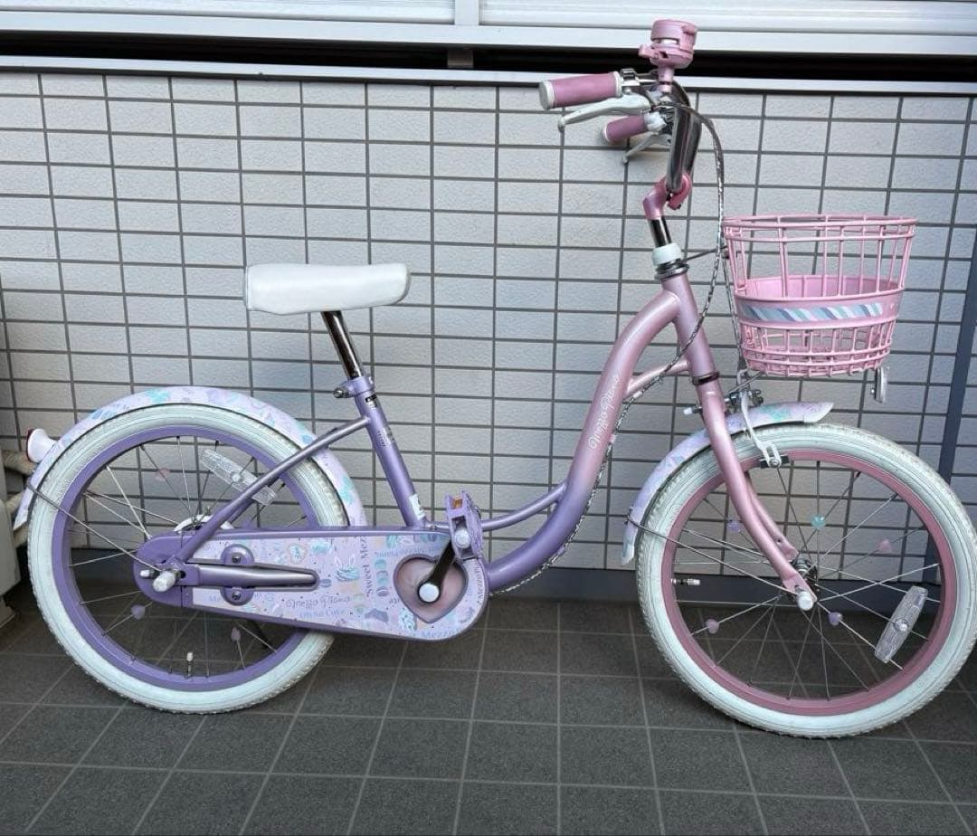 【お得・ヘルメット、鍵付】子供用自転車 18インチ メゾピアノ　パープル・ピンク
