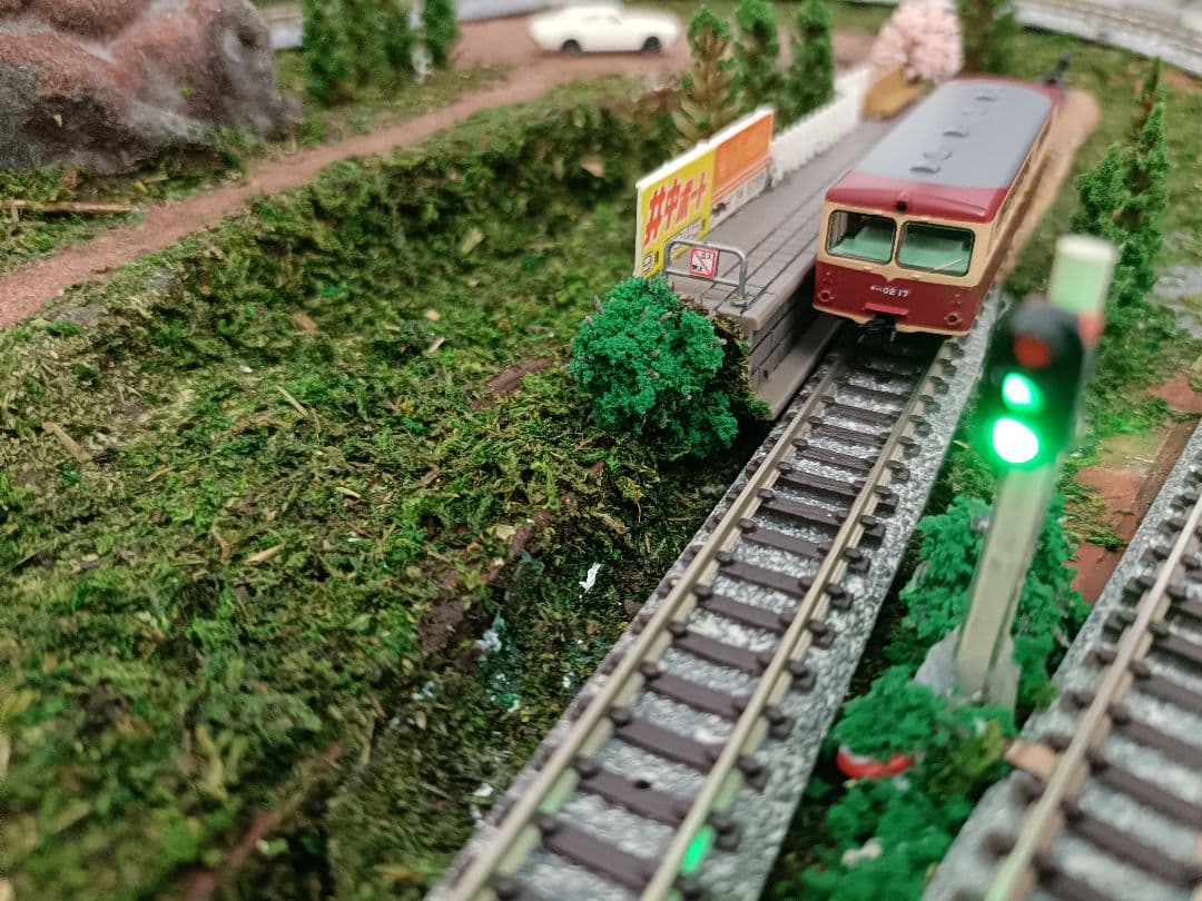 Nゲージ ジオラマ レイアウト 信号機付 卓上サイズ ストラクチャ付き