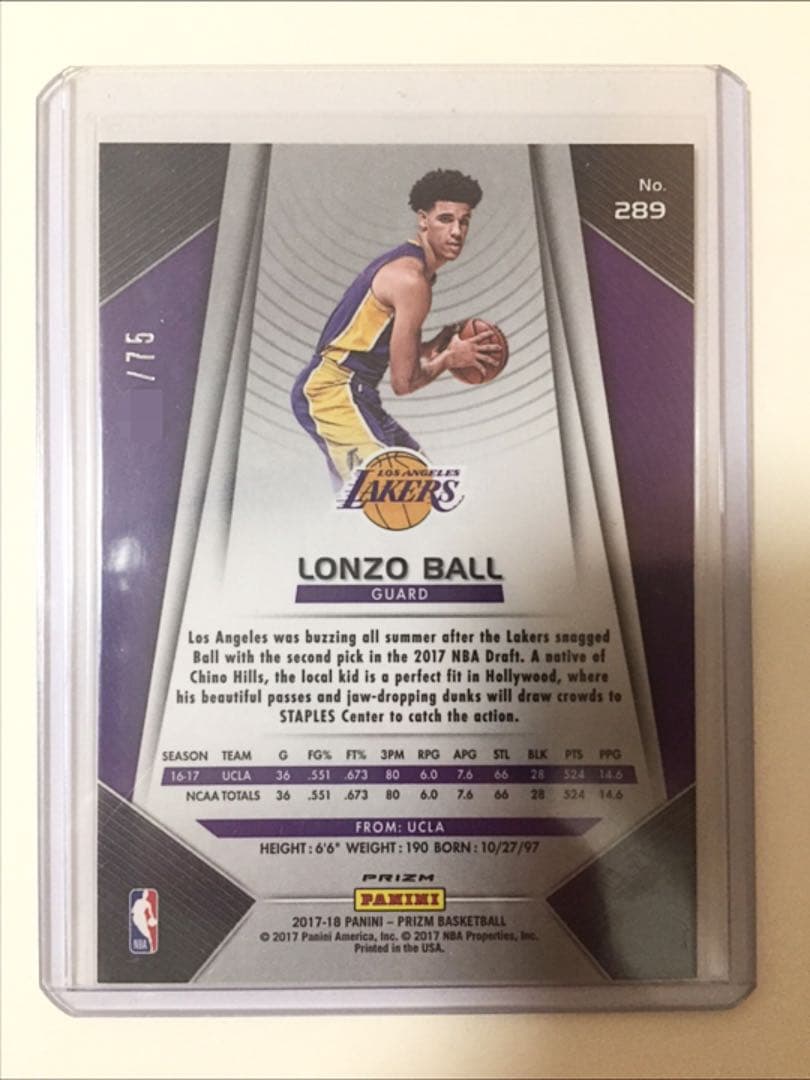 その他 Prizm fast break purple Lonzo Ball RC/75