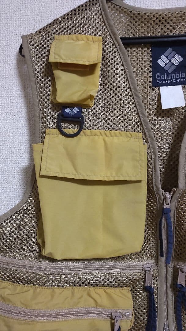 ※古着 90s Columbia メッシュフィッシングベスト ベージュ Ｍサイズ