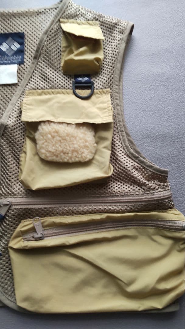 ※古着 90s Columbia メッシュフィッシングベスト ベージュ Ｍサイズ