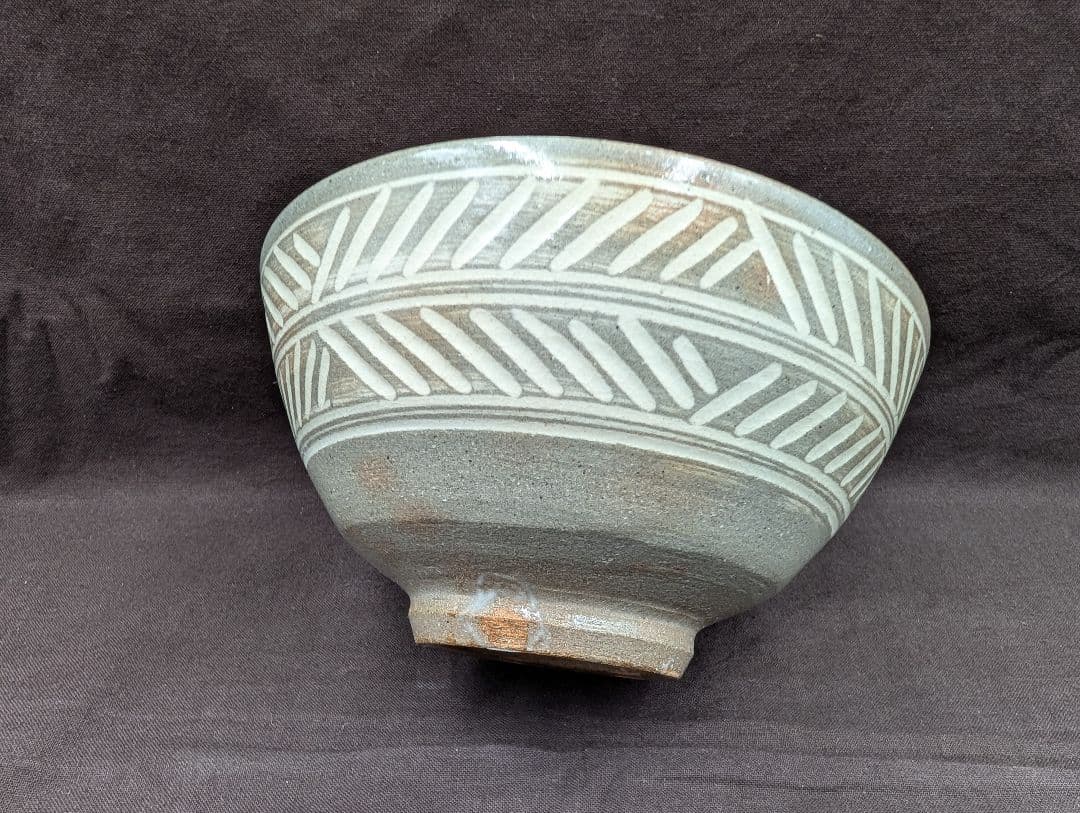 彫三島数茶碗10客楽山窯