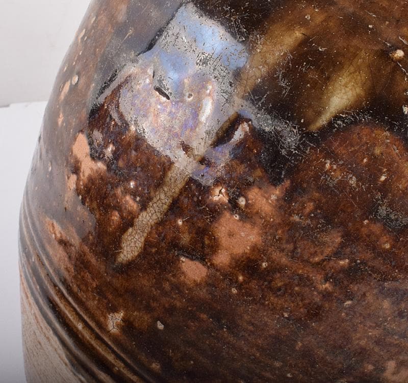 瀬戸焼　古瀬戸　四耳葉茶壷　飾壷　時代箱付　C R4089C