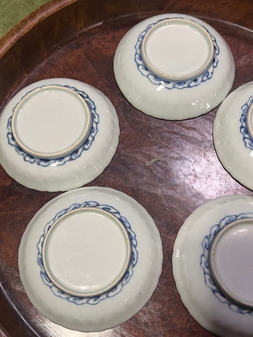古伊万里　染付　皿　5枚セット　藍九谷　古染付　祥瑞