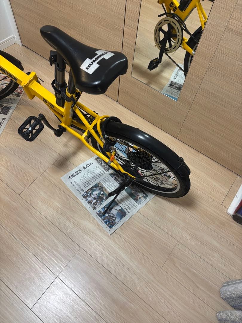 福岡限定　HUMMER 折りたたみ自転車 イエロー ノーパンクタイヤ