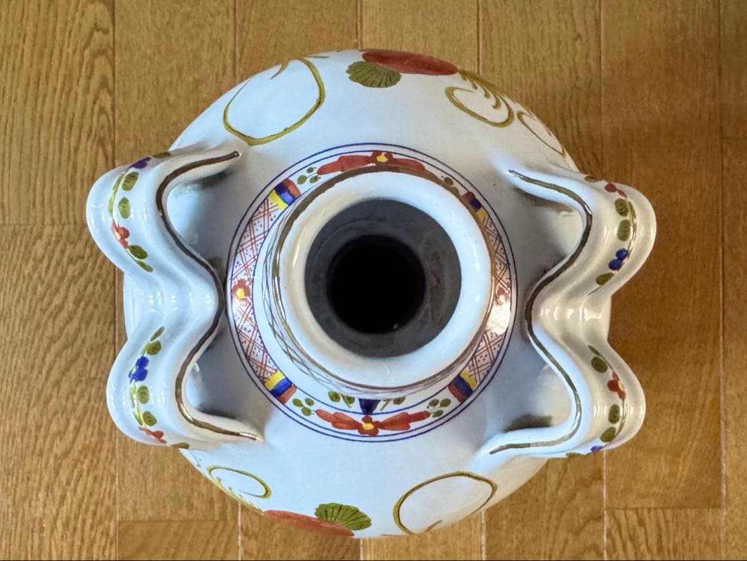 イタリア工房 ラ・ヴェッキア・ファエンツァ 手描き 花柄 壺