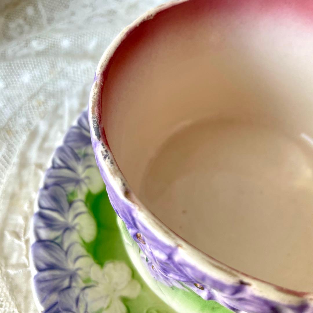 【レア】蝶とすみれのバルボティーヌショコラカップ　C&S フランスアンティーク