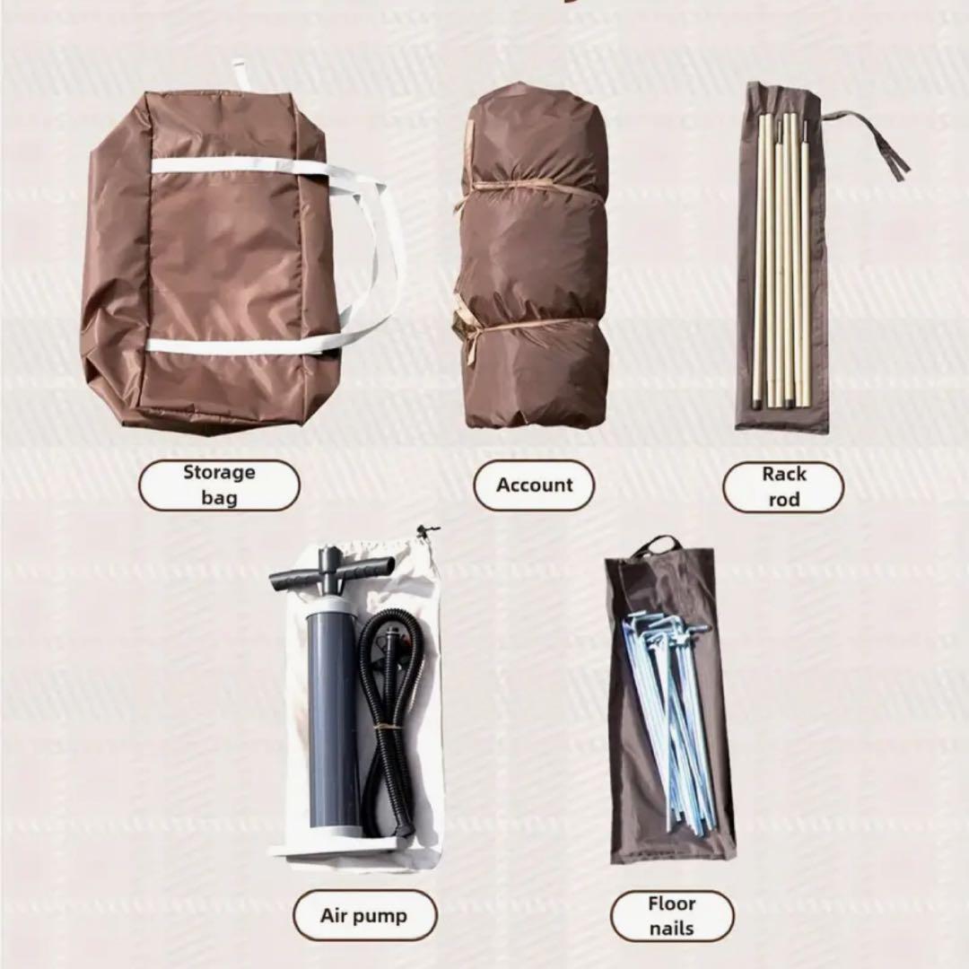 インフレータブル美品 ダークブラウン4人用エアーテント+別売りグランドシート