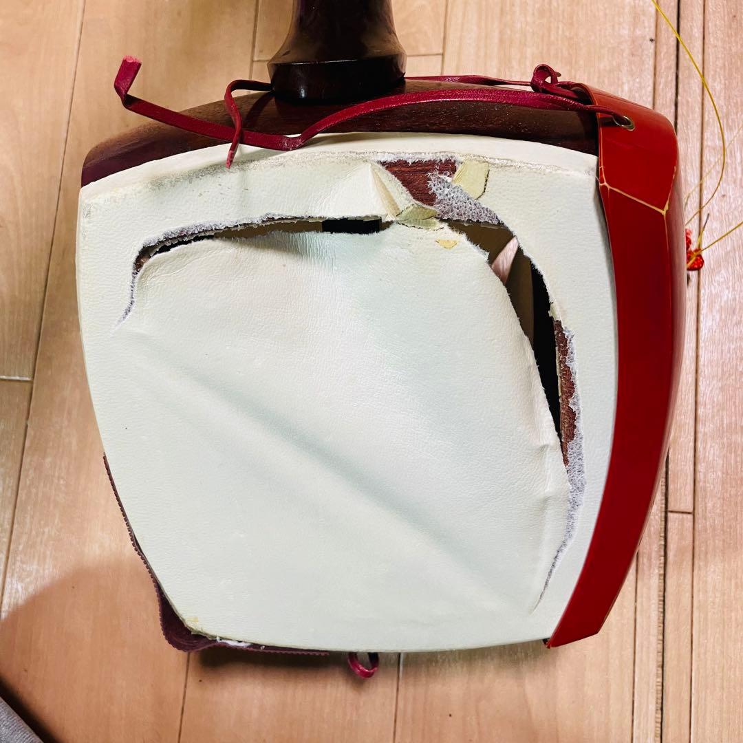 津軽三味線　紅木　金細　現状品