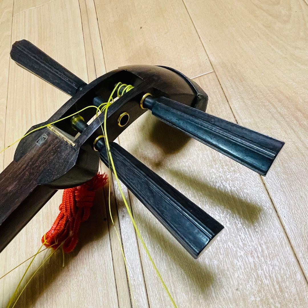 津軽三味線　紅木　金細　現状品