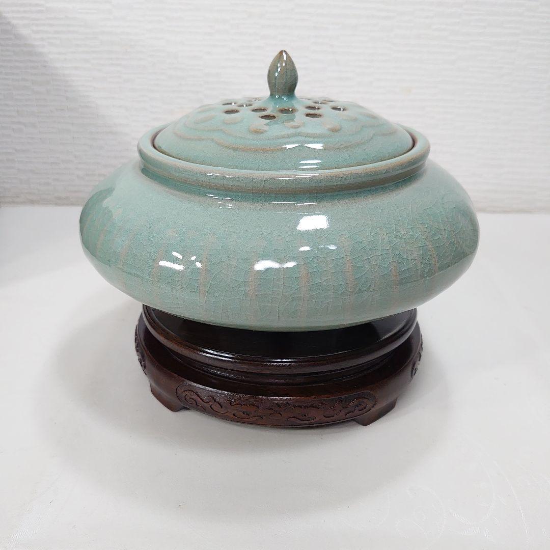 龍泉青磁 徐朝興 香炉 龍泉朝興青瓷苑 中国人間国宝