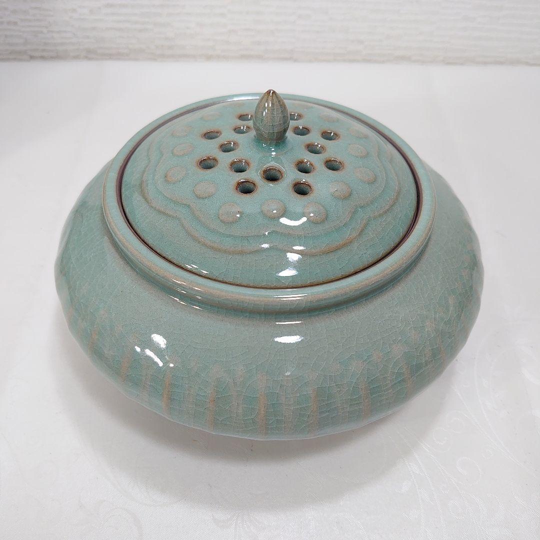 龍泉青磁 徐朝興 香炉 龍泉朝興青瓷苑 中国人間国宝