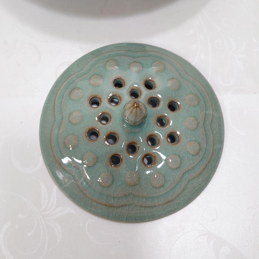 龍泉青磁 徐朝興 香炉 龍泉朝興青瓷苑 中国人間国宝