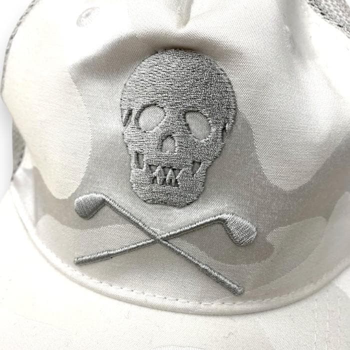 超美品 マーク＆ロナ スカル刺繍 迷彩 メッシュ キャップ 帽子 ゴルフ