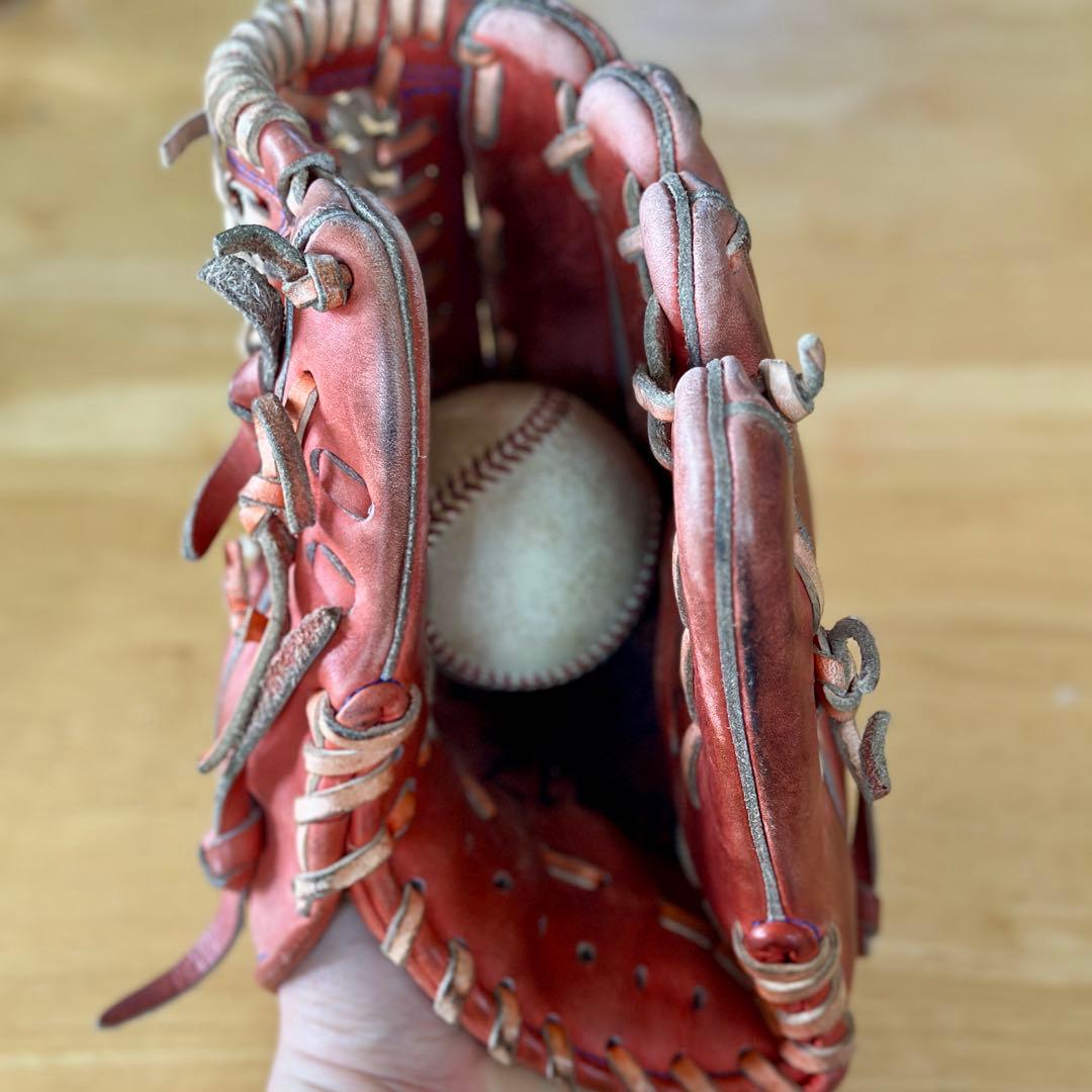 Zeems ジームス 軟式用グローブ オールラウンド 赤 やや色褪せあり