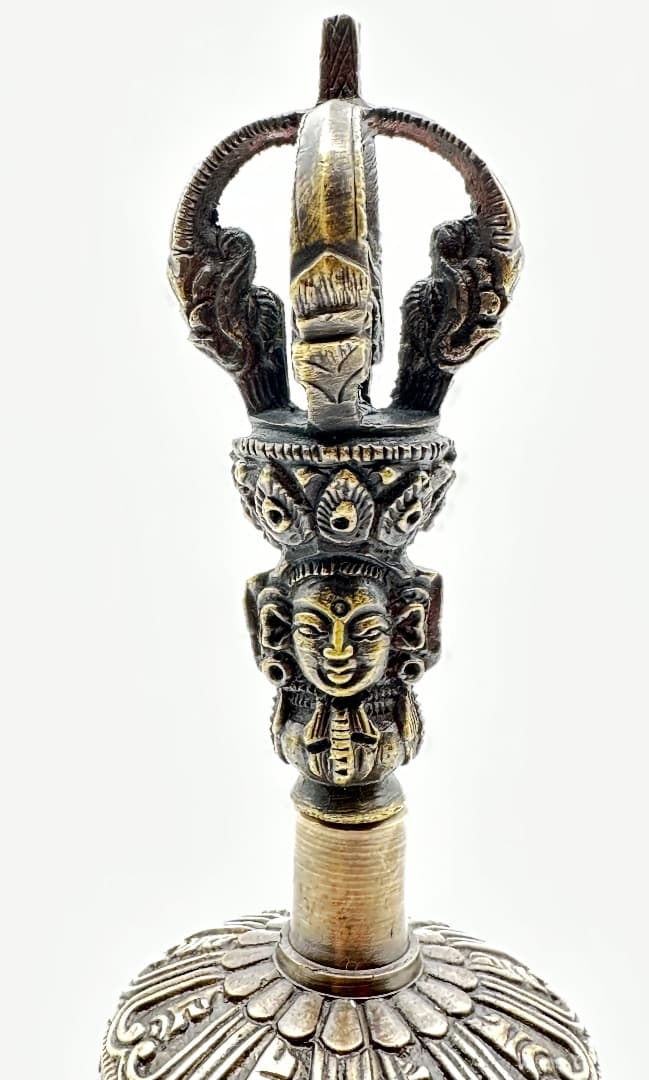 チベット密教法具　ガンター（金剛鈴）（五智如来）＆五鈷杵セット M