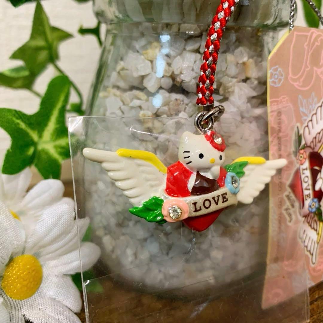 し　様　ハローキティ　LOVE タトゥー 根付け　羽 ストラップ　入手困難