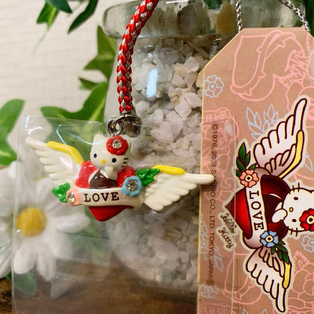し　様　ハローキティ　LOVE タトゥー 根付け　羽 ストラップ　入手困難