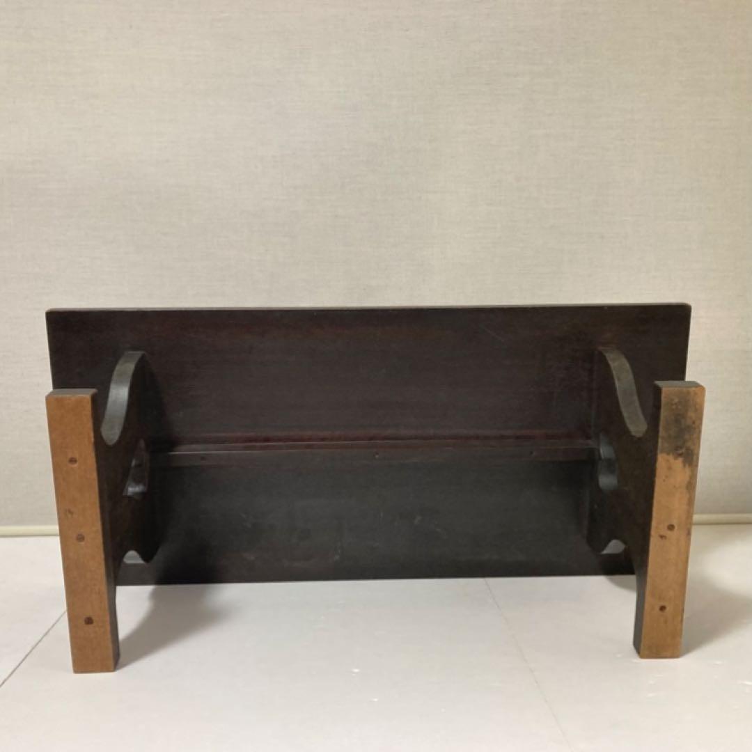 古い味のある文机 座卓 置物台 飾り棚 大型 透かし ハート型 木製 レトロ