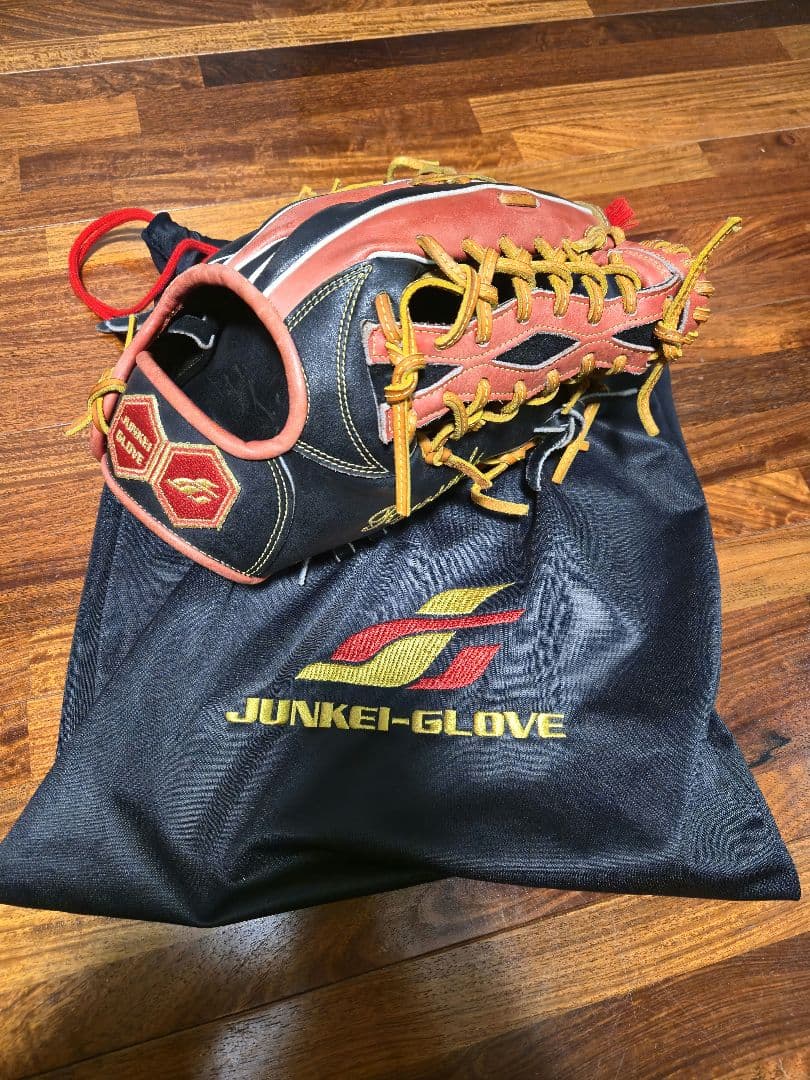 ジュンケイ　 軟式グローブ 赤黒