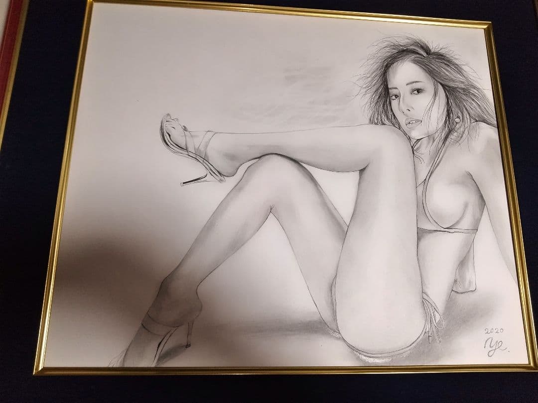 絵画、8F、裸婦、美人画、ハイヒールk、額縁、真作、高塚省吾、森本草介、肉筆。。