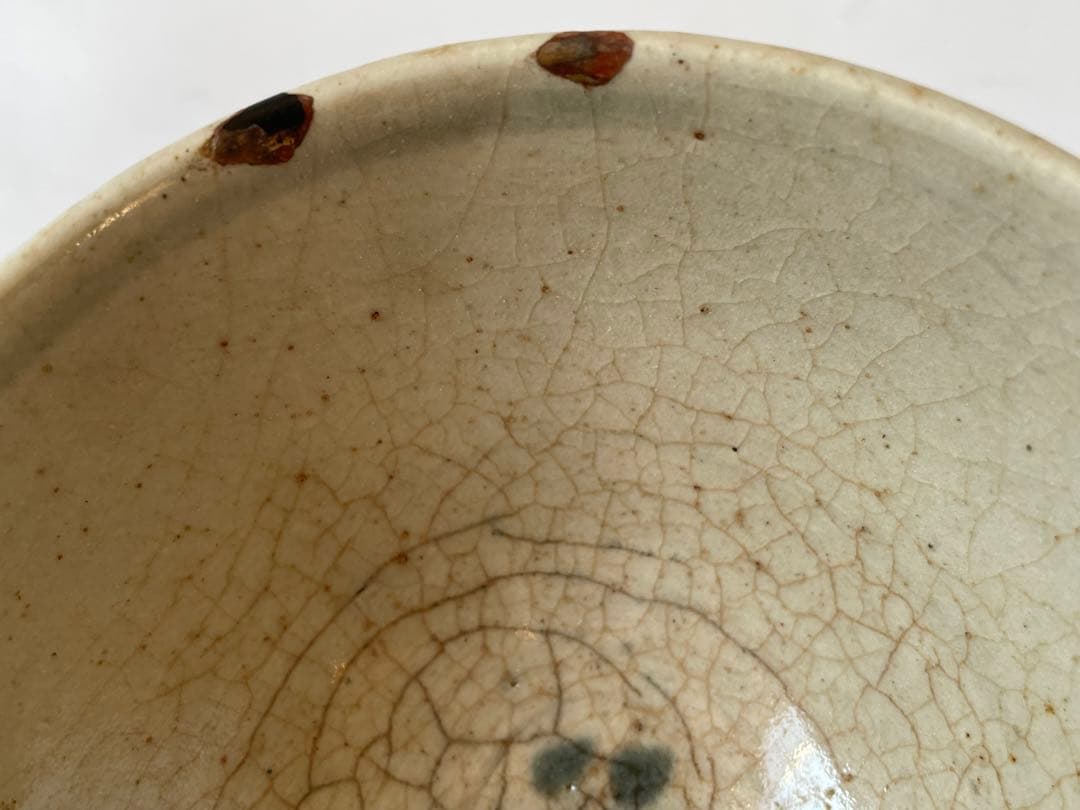 骨董　アンティーク　染付　瀬戸　瀬戸染付　陶胎染付　笹文様　飯茶碗　太白手