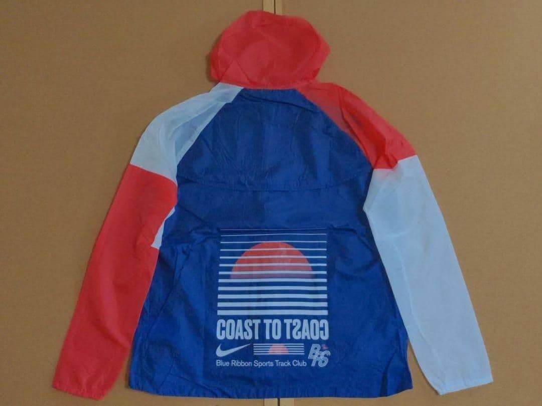 残少 L ナイキ BRS ランニング ジャケット　パーカー ブルーリボン 紺 赤