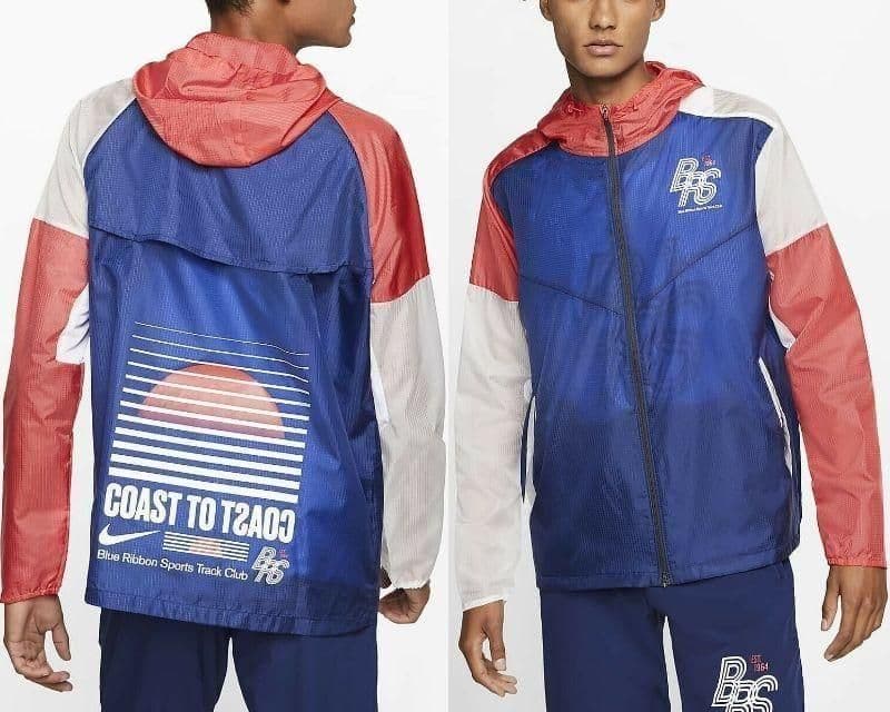 残少 L ナイキ BRS ランニング ジャケット　パーカー ブルーリボン 紺 赤
