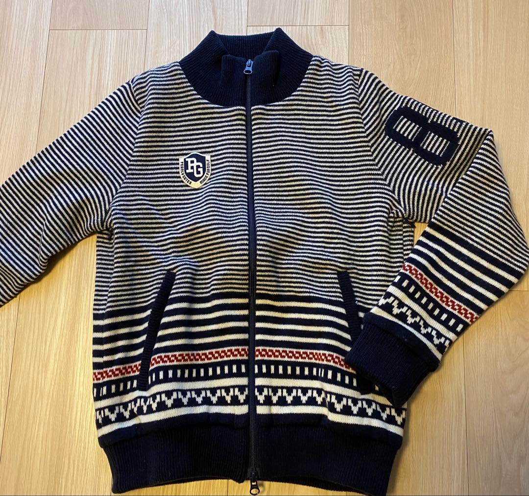 パーリーゲイツ　0サイズ PG ストライプ ジップアップセーター