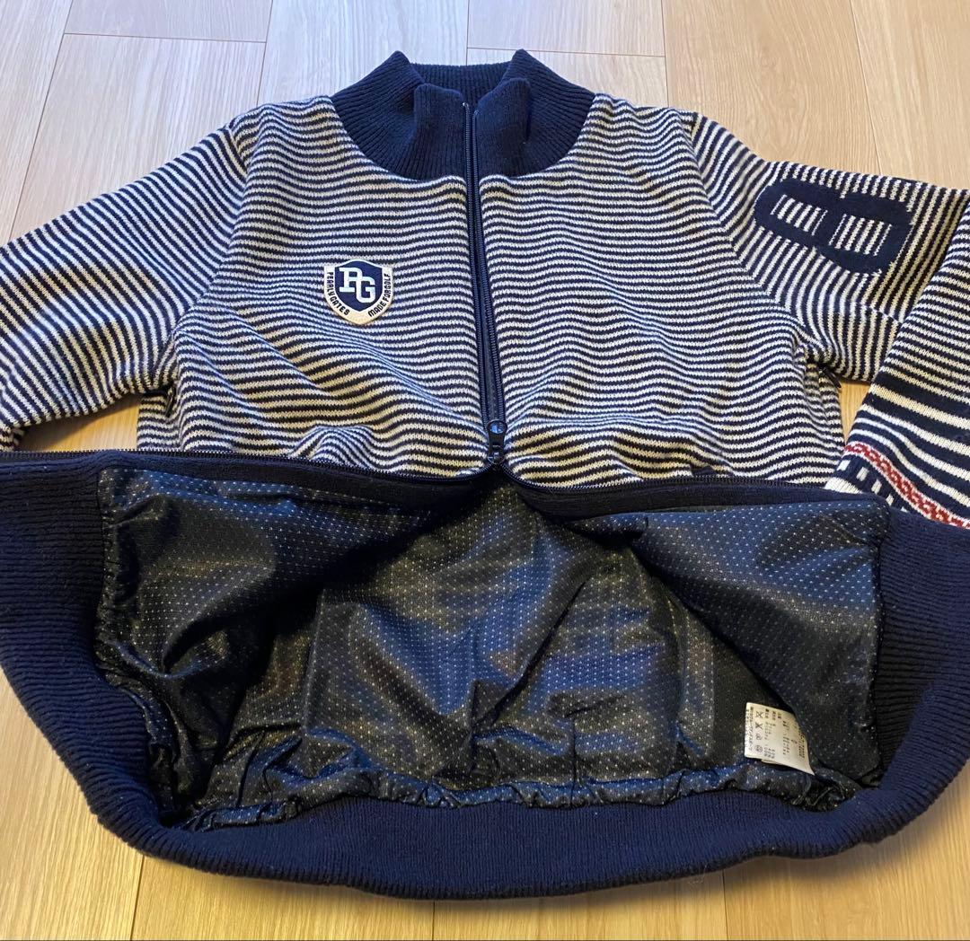パーリーゲイツ　0サイズ PG ストライプ ジップアップセーター