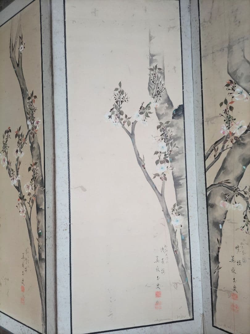 桜の花の屏風 六曲屏風 一双