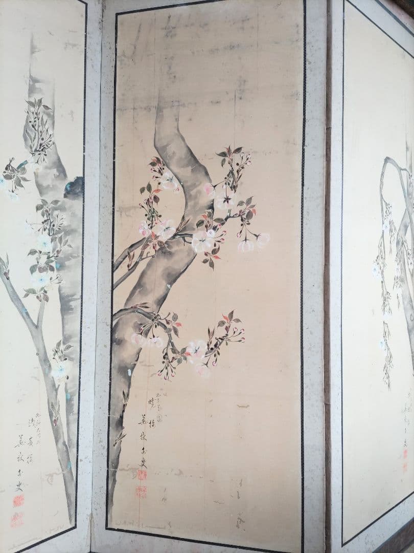 桜の花の屏風 六曲屏風 一双