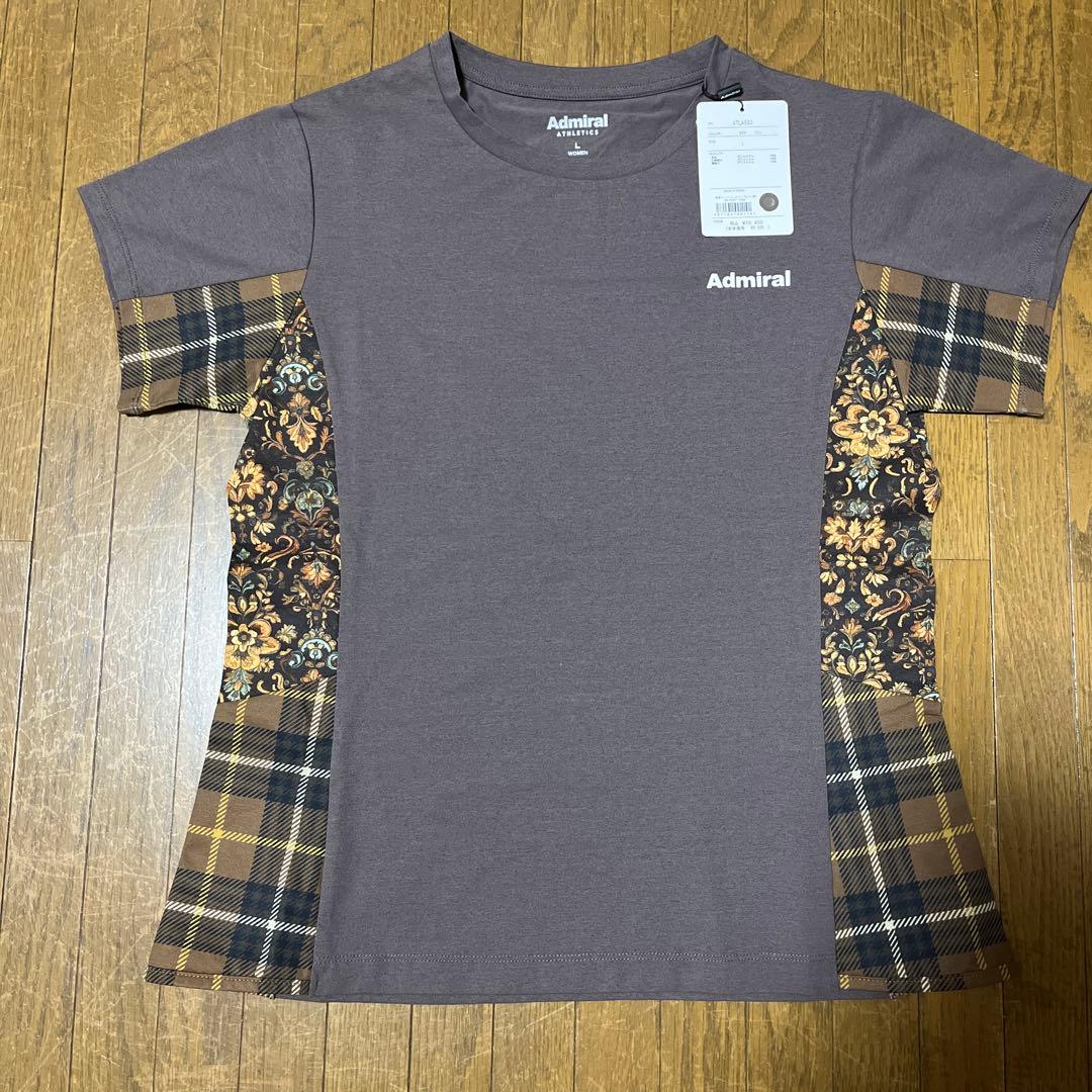 Admiral フラワー柄チェックTシャツ Ｌサイズ