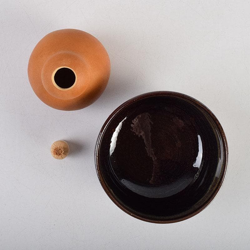 茶道具　御所篭　茶籠　香合　茶碗など　五点　一式　仕覆付　D　R9448