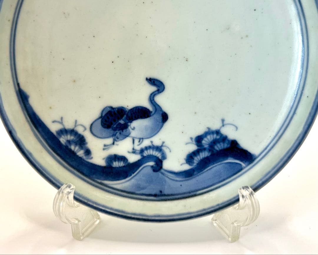 古伊万里　古染付　雁の図皿　染付　アンティーク　古道具　食器