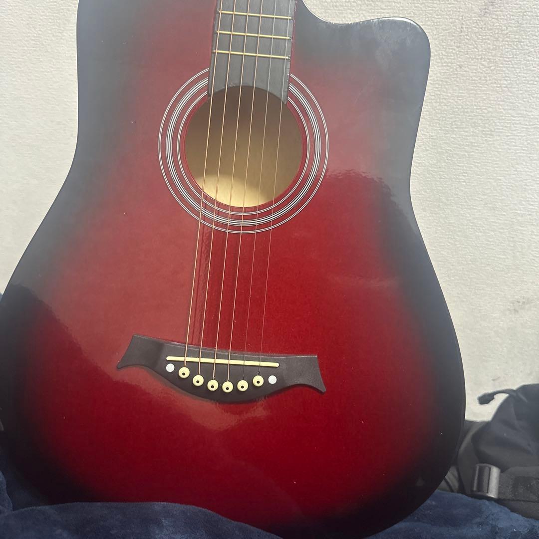 アコースティックギター レッド 6弦
