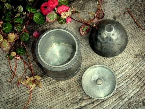 ♥珍品　錫製　茶入れ　征露記念　砲弾型　骨董品