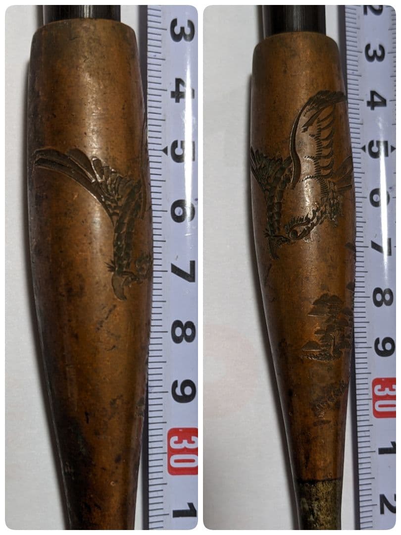 ♦喧嘩煙管 明治時代 一富士二鷹 山水 一山作 喫煙具 コレクション 骨董品