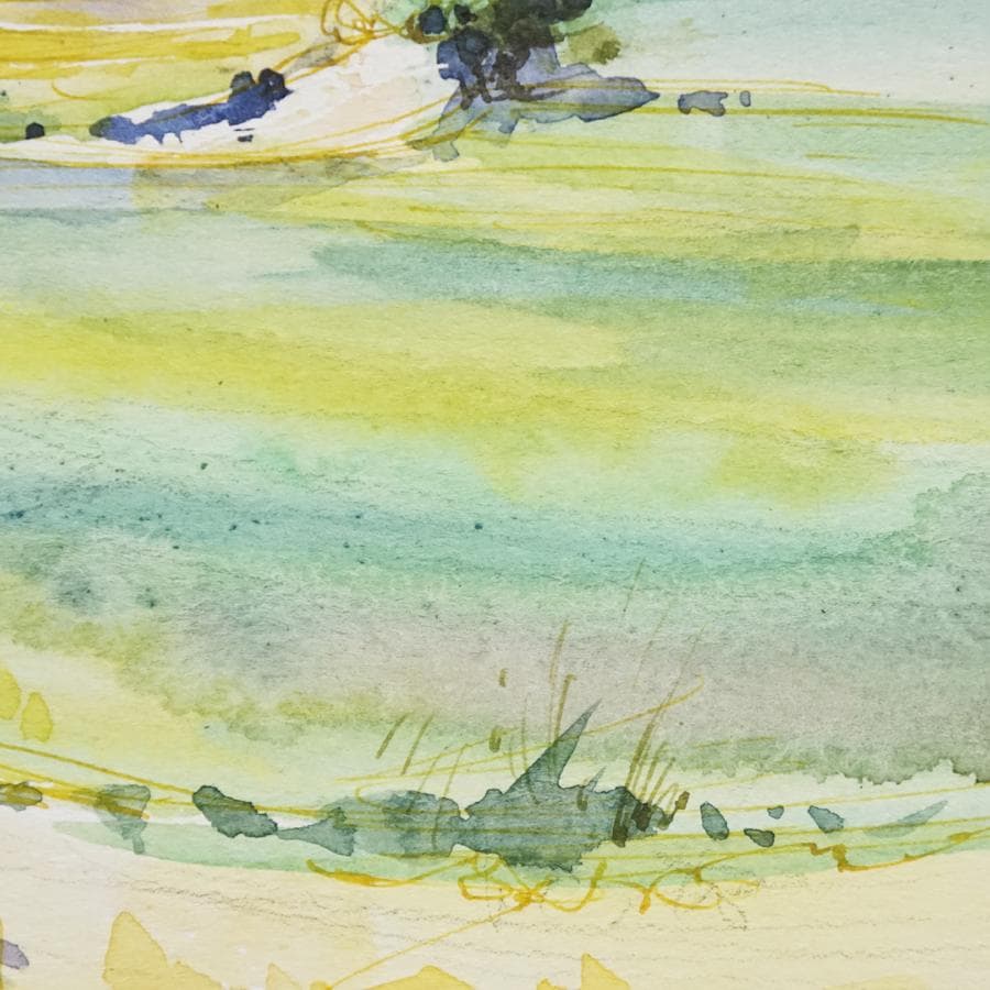 ピエール・ヌブー『パリ近郊』 風景画 水彩画 絵画 肉筆 額装