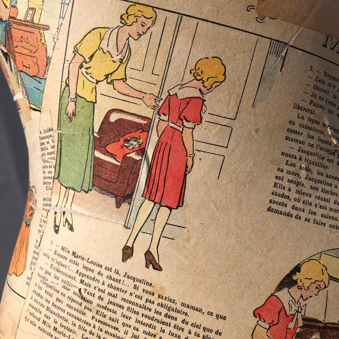 夢八トルソー　フランスの少女紙貼ったトルソー マネキンボディーコミックアート②