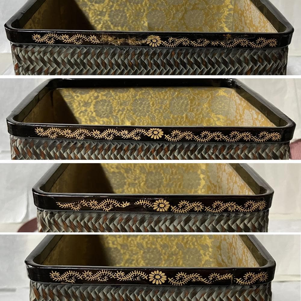 e3150 御所籠 在銘 野点 御所篭 竹籠 茶籠 茶箱 色紙点 抹茶碗 茶道具