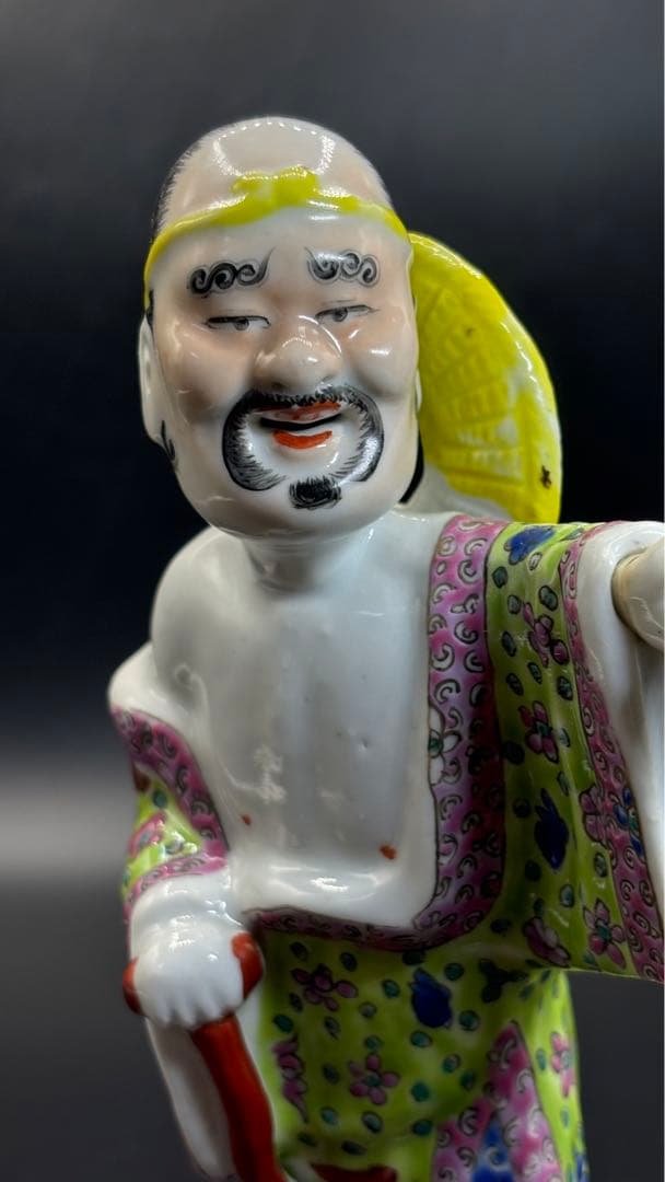 中国美術 古玩 色絵陶人形 陶器人形 高さ約26cm 置物 オブジェ 古董品