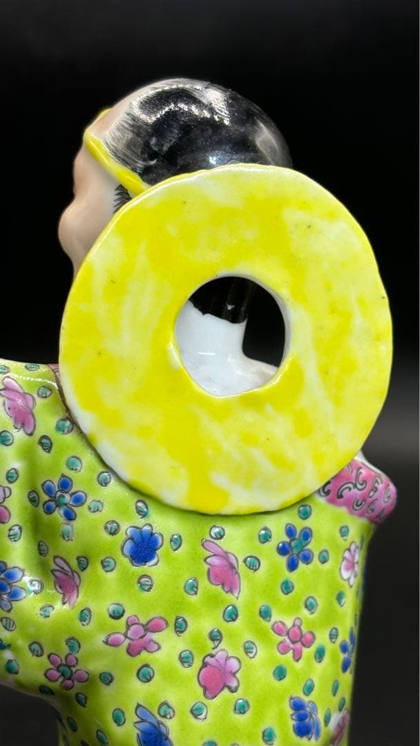 中国美術 古玩 色絵陶人形 陶器人形 高さ約26cm 置物 オブジェ 古董品